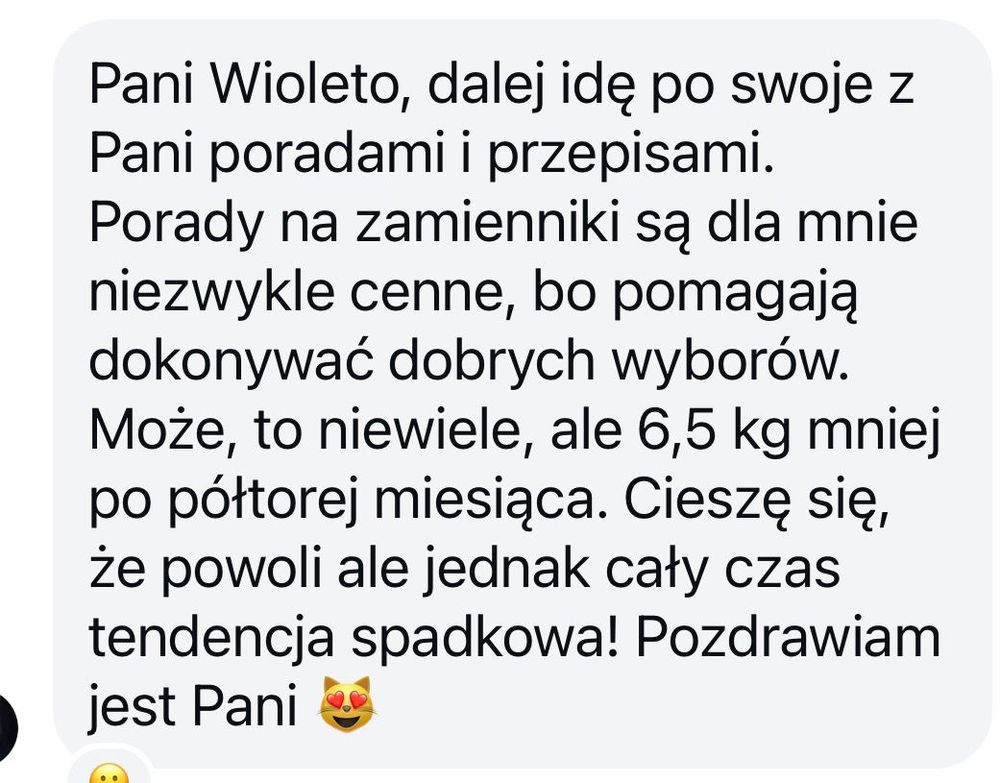 Opinia klientki o jadłospisie